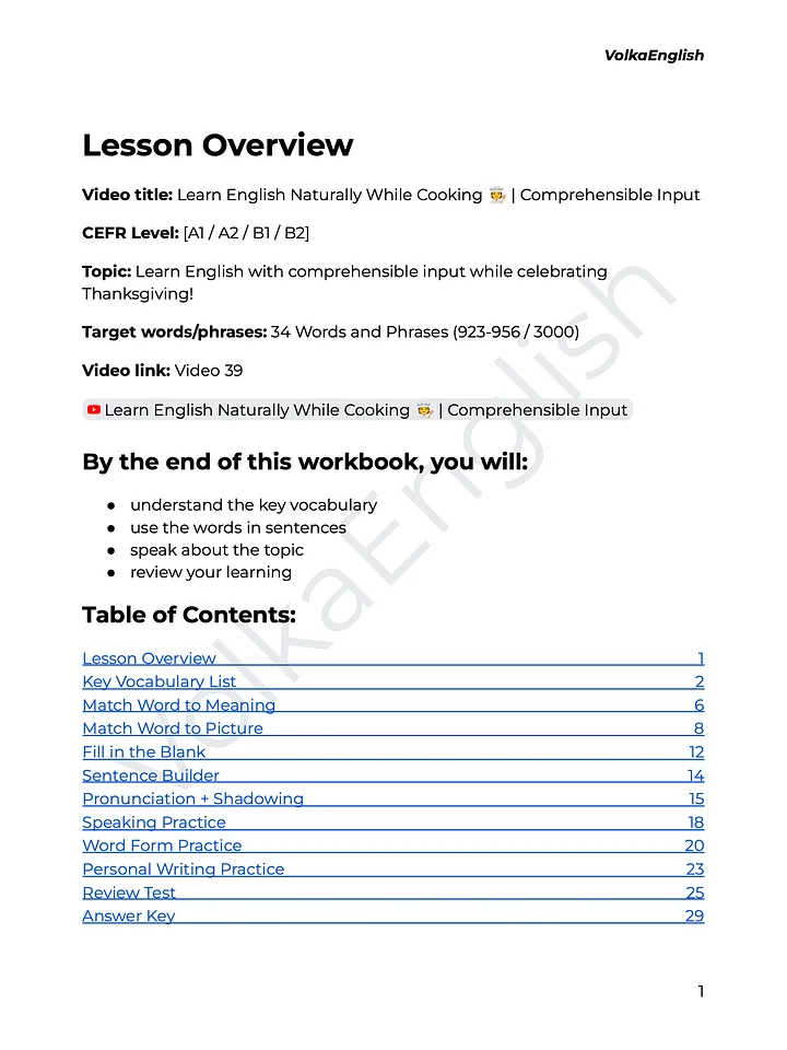 Learn English Naturally While Cooking 🧑‍🍳 | Comprehensible Input - Video 38 Study Pack product image (2)