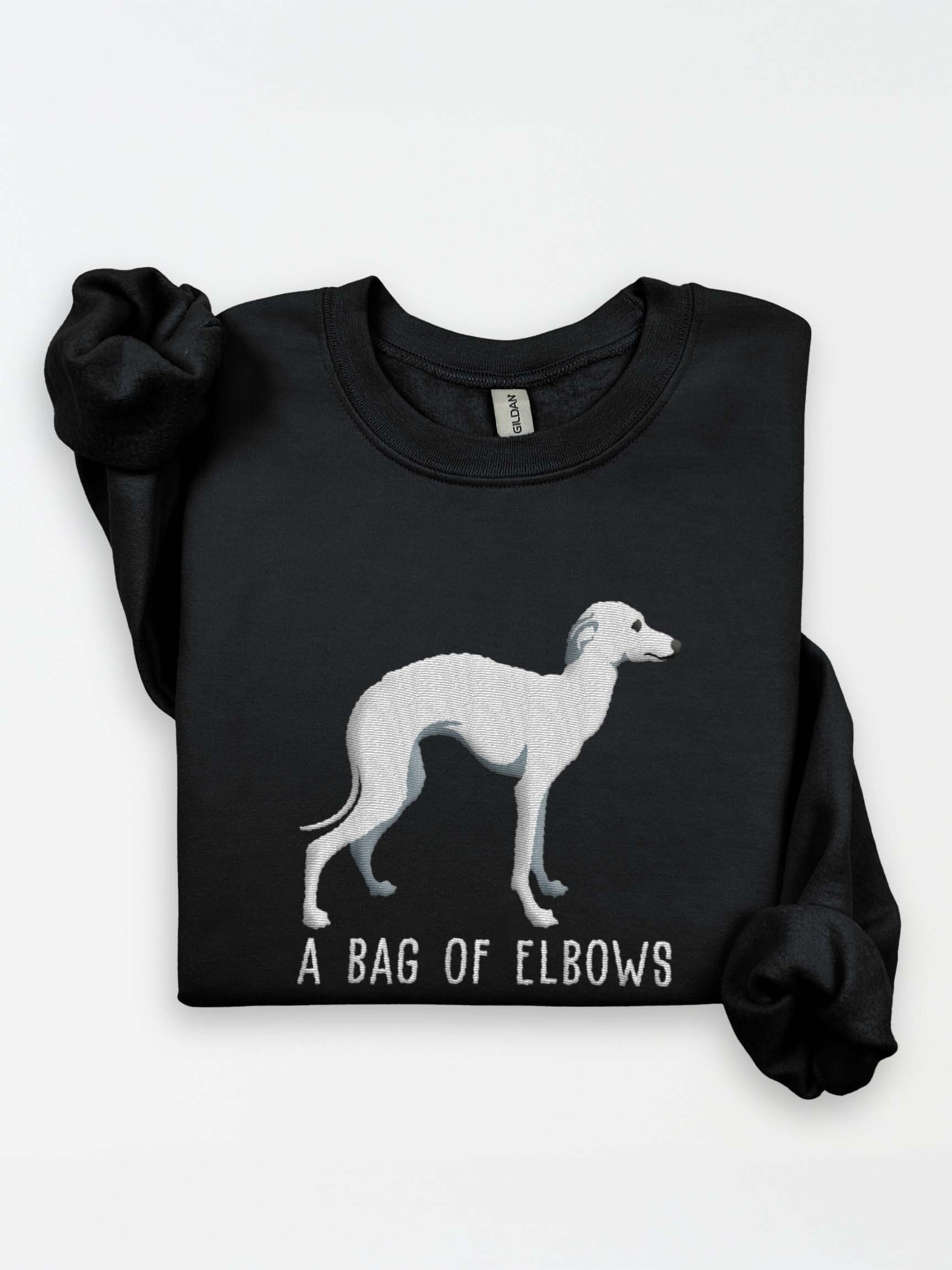 A Bag of Elbows Sweatshirt(Embroidered) of an Italian Greyhound(White) product image (1)