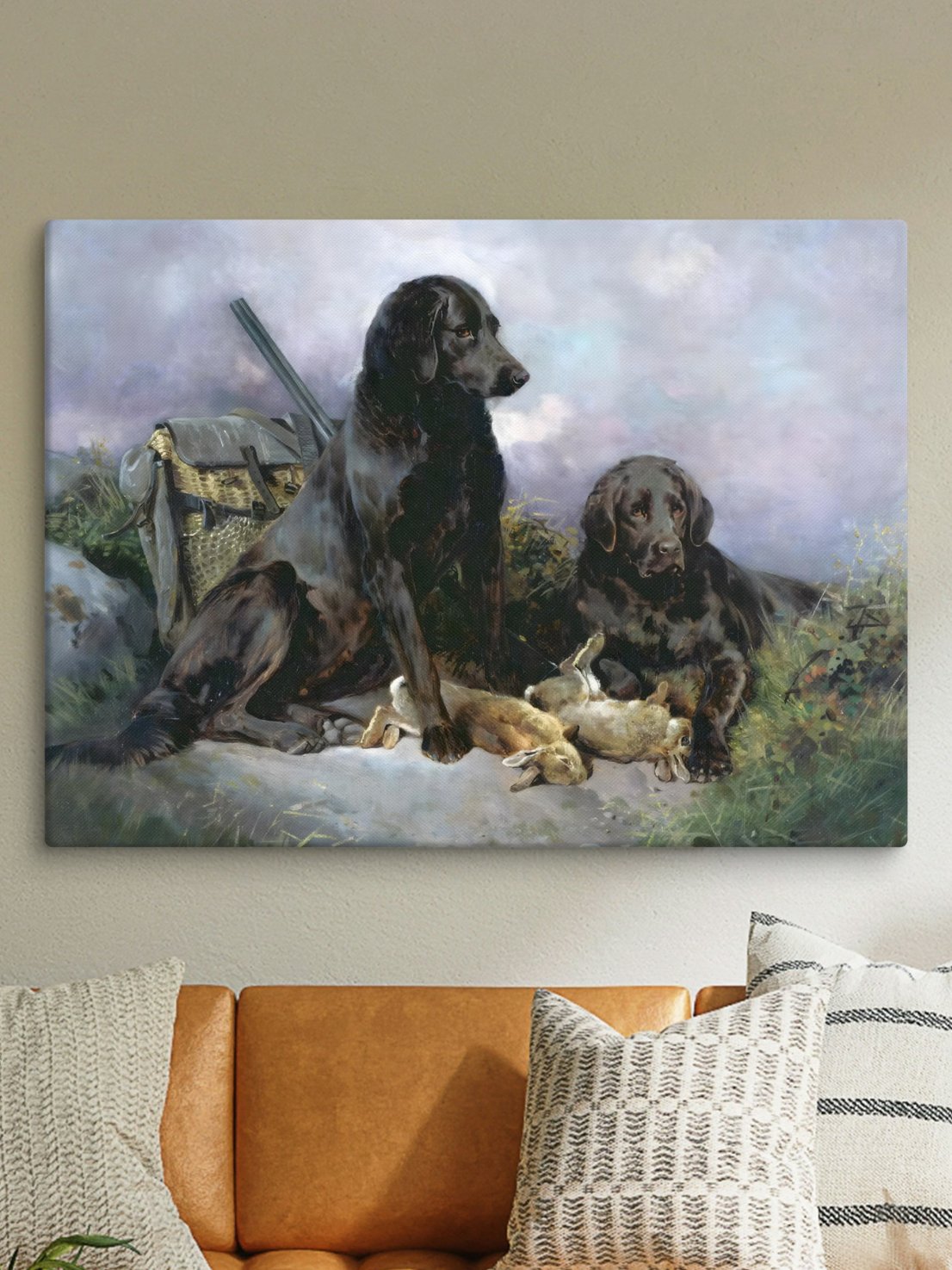 Antique Black Lab Hunting Painting Canvas Print product image (18)
