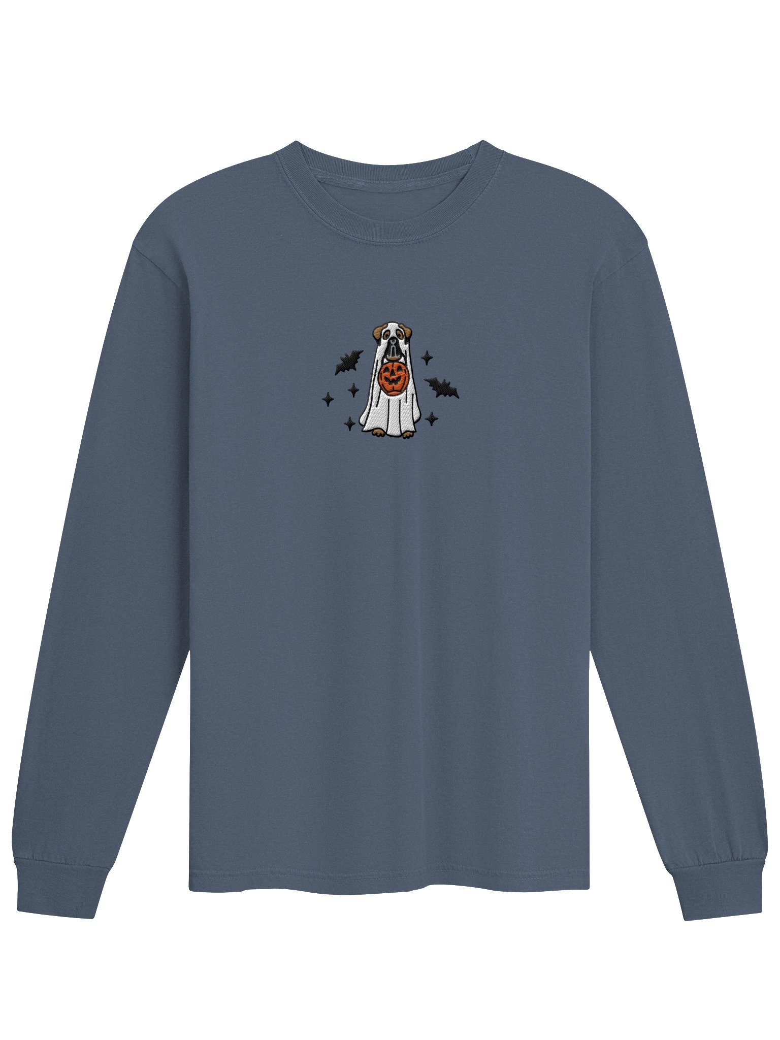 Halloween Bullmastiff(Tan, Black Mask) Embroidered Long-sleeved T-Shirt product image (3)