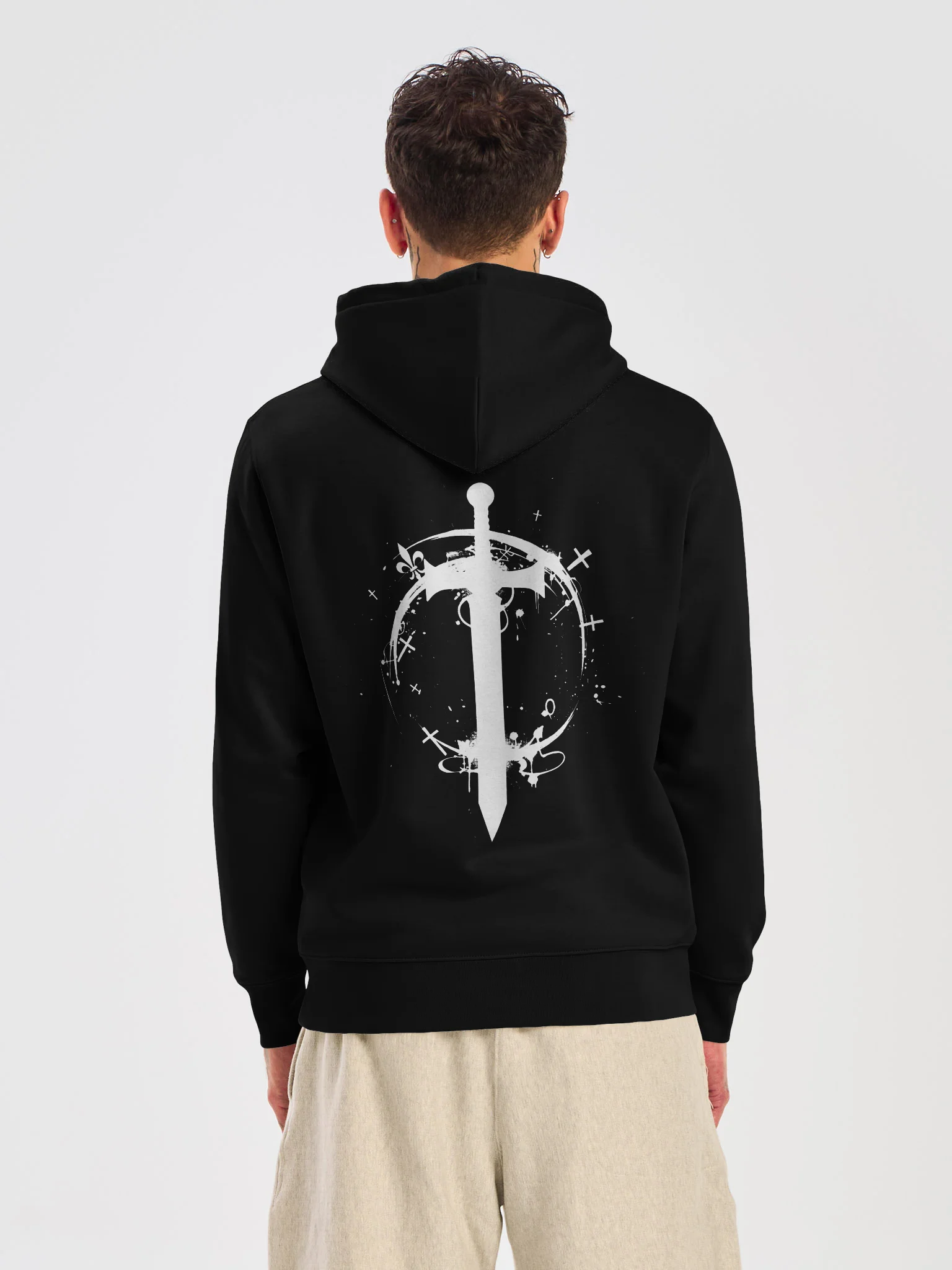 ONE KING Crusader Silhouette Premium Street Hoodie white print product image (4)