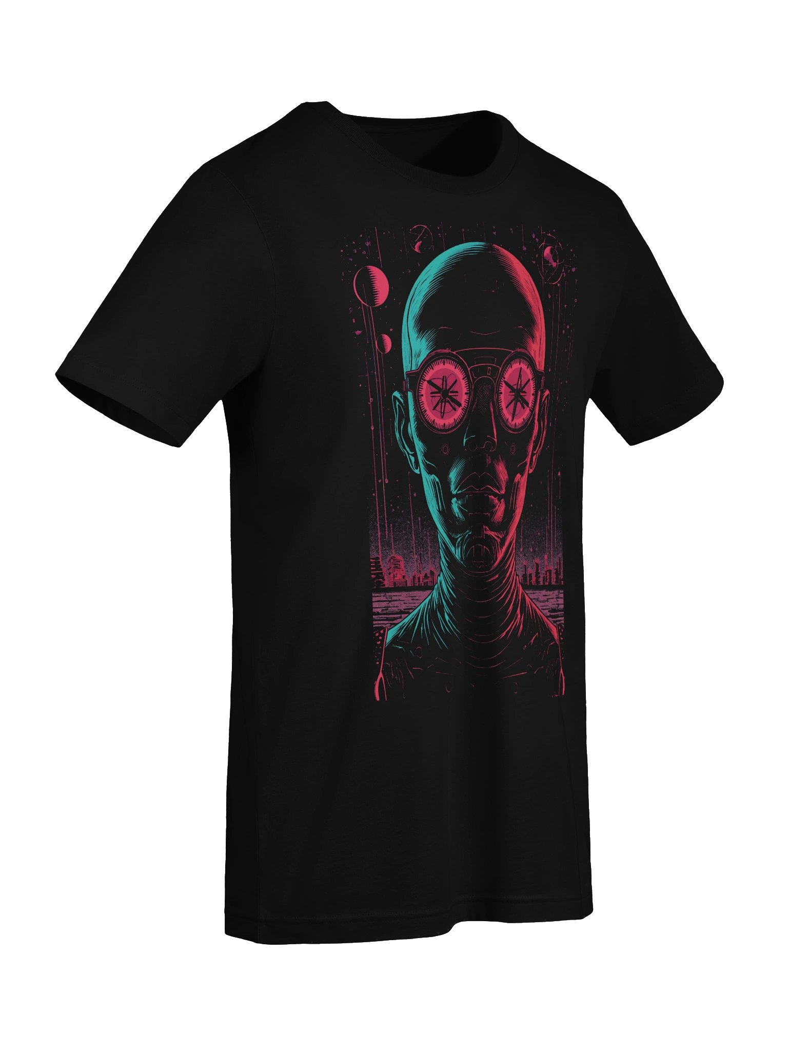 Neon Sci-Fi Goggles Portrait Lightweight T-Shirt product image (2)