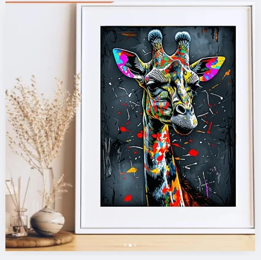 Giraffe Canvas Wall Art | Safari Animal Print | Bold Nursery Decor | Animal Portrait | product image (1)