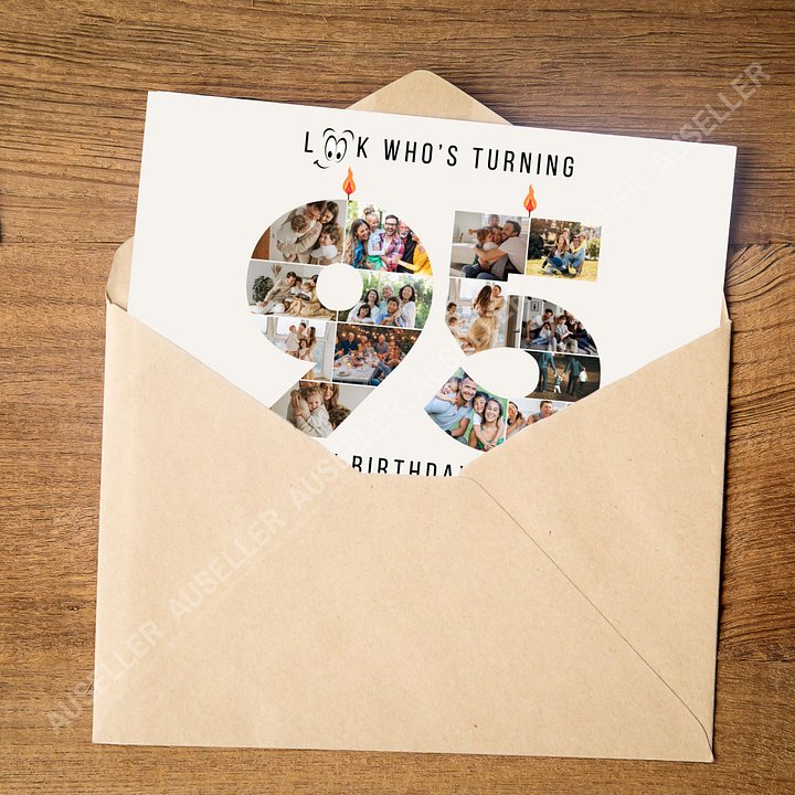 95th Birthday Number Photo Card Canva Template product image (2)