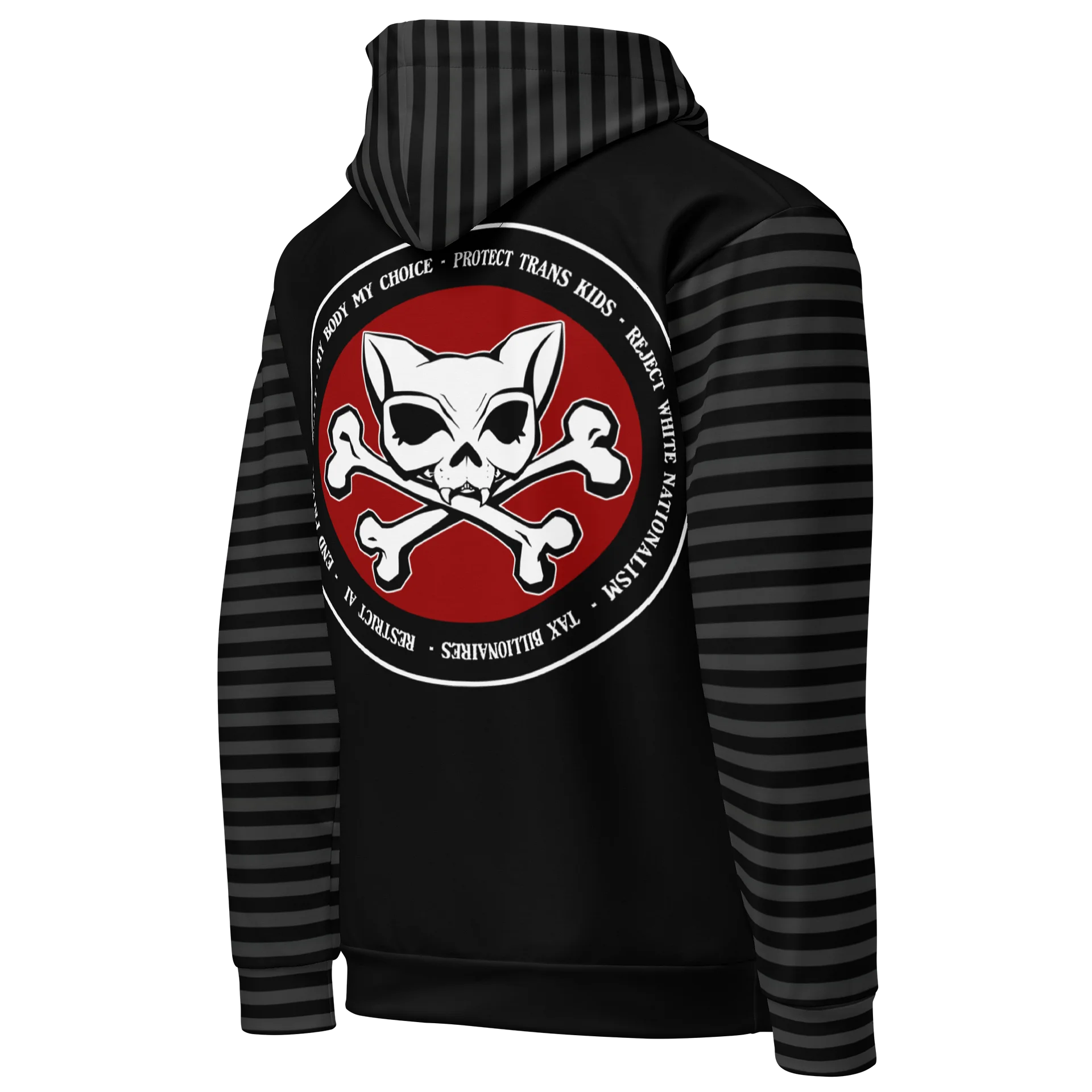 Red Kat Skull Blaque Stripped Political Hoodie product image (5)