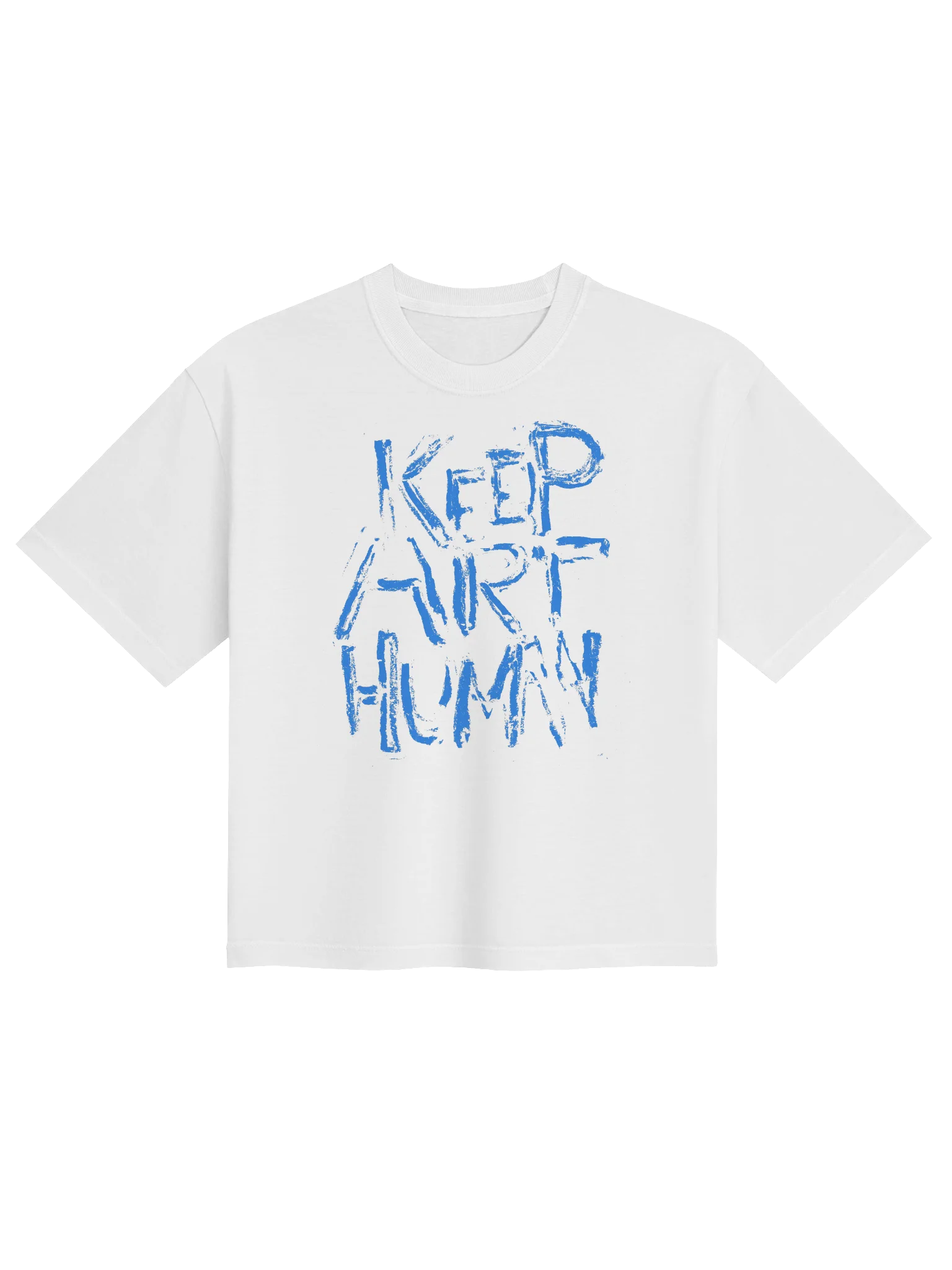 Keep Art Human – Hand Drawn White Boxy T-Shirt product image (1)