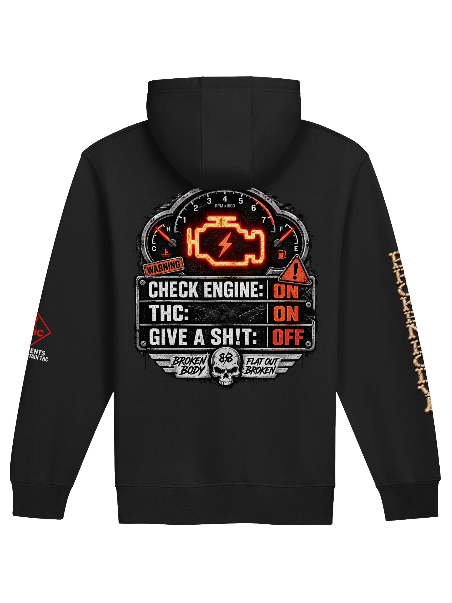 BROKEN BODY™ — CHECK ENGINE / THC — FULL ZIP HOODIE product image (2)