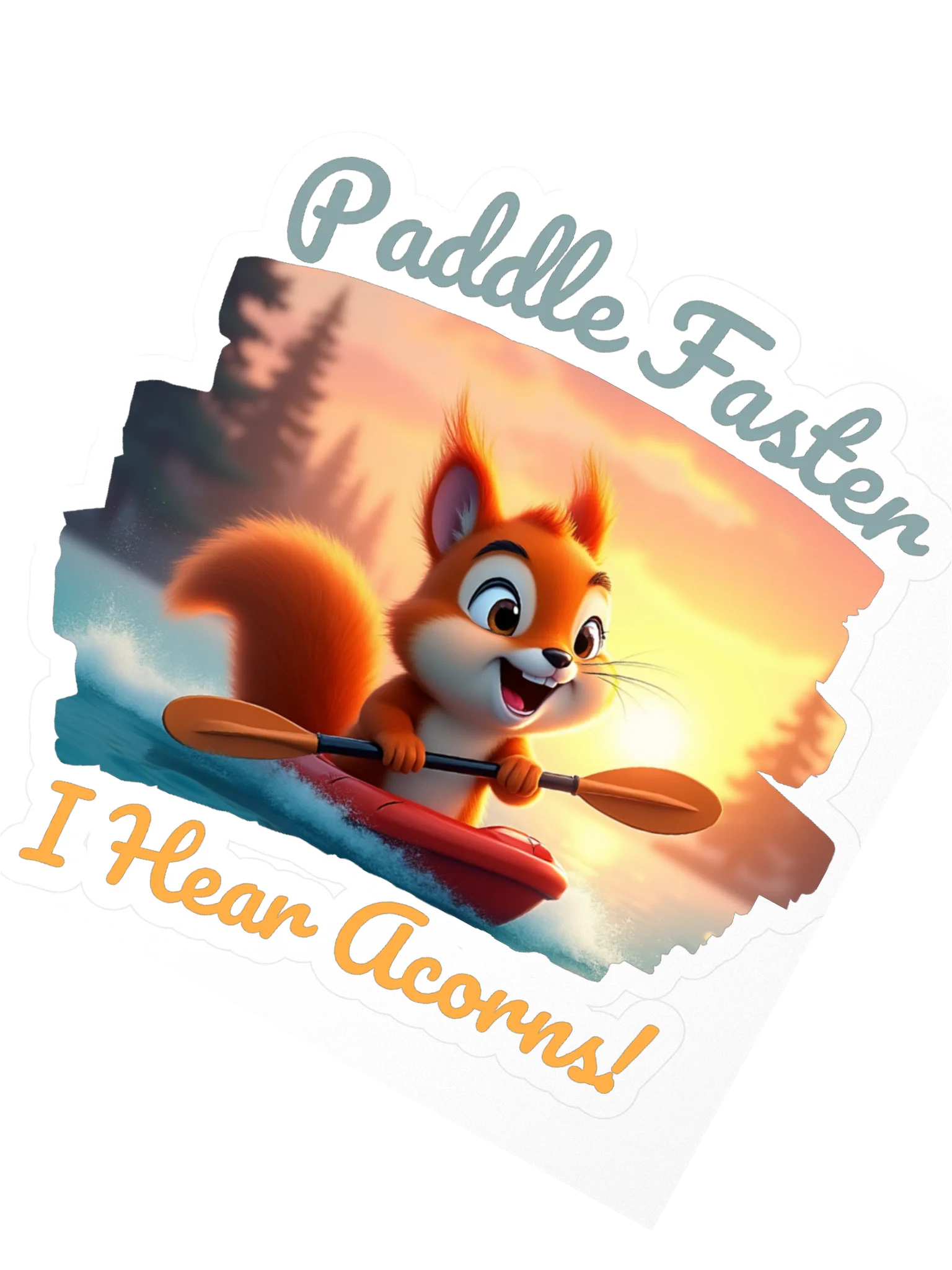 Paddle Faster, I Hear Acorns – Funny Kayaking Red Squirrel Kiss Cut Sticker product image (2)