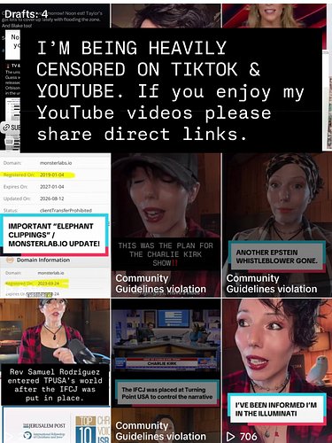I am being heavily censored on TikTok & YouTube. 

TikTok I don’t care about because it is just a repurposing platform. 

You...