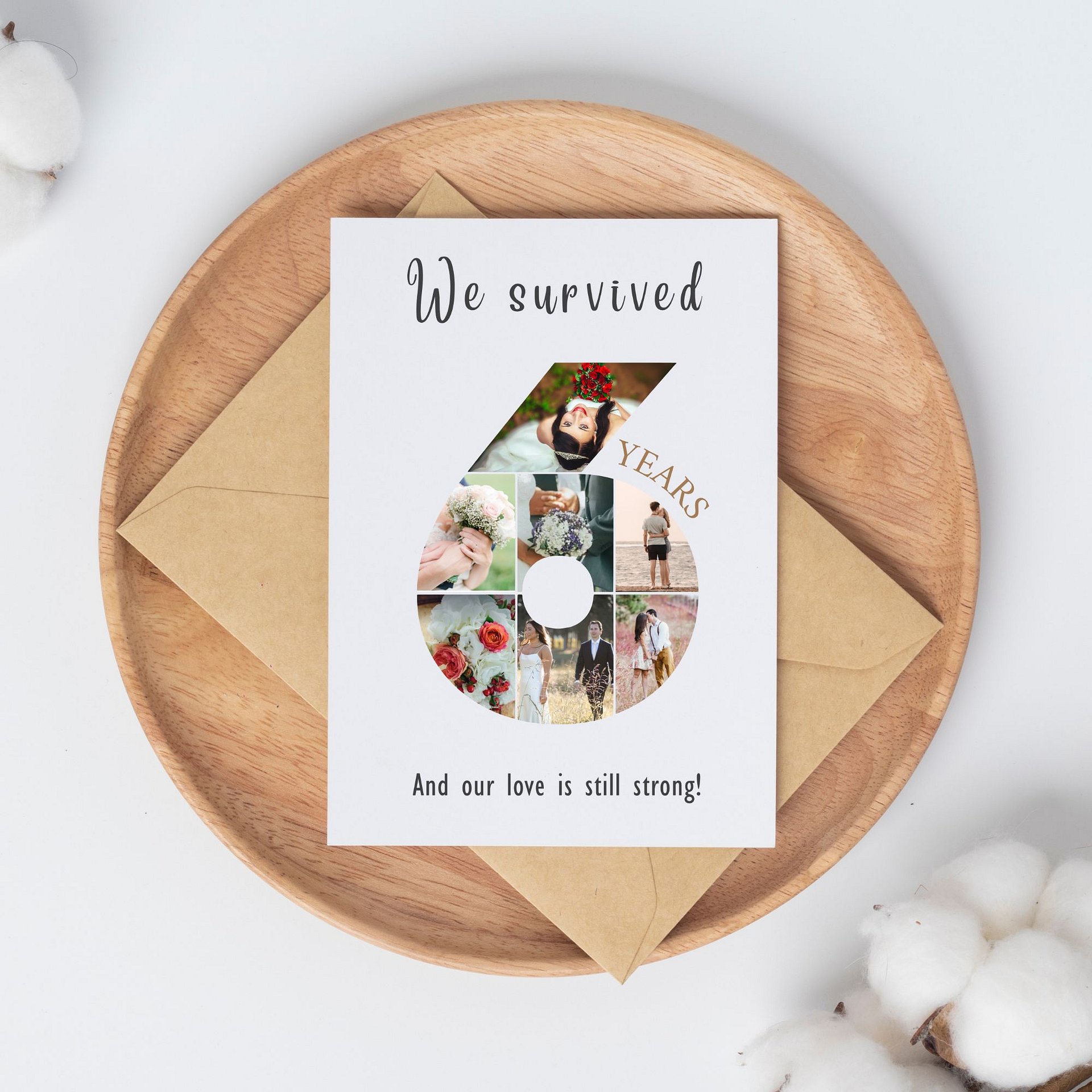 6 Year Anniversary Photo Card Editable Canva Template product image (4)