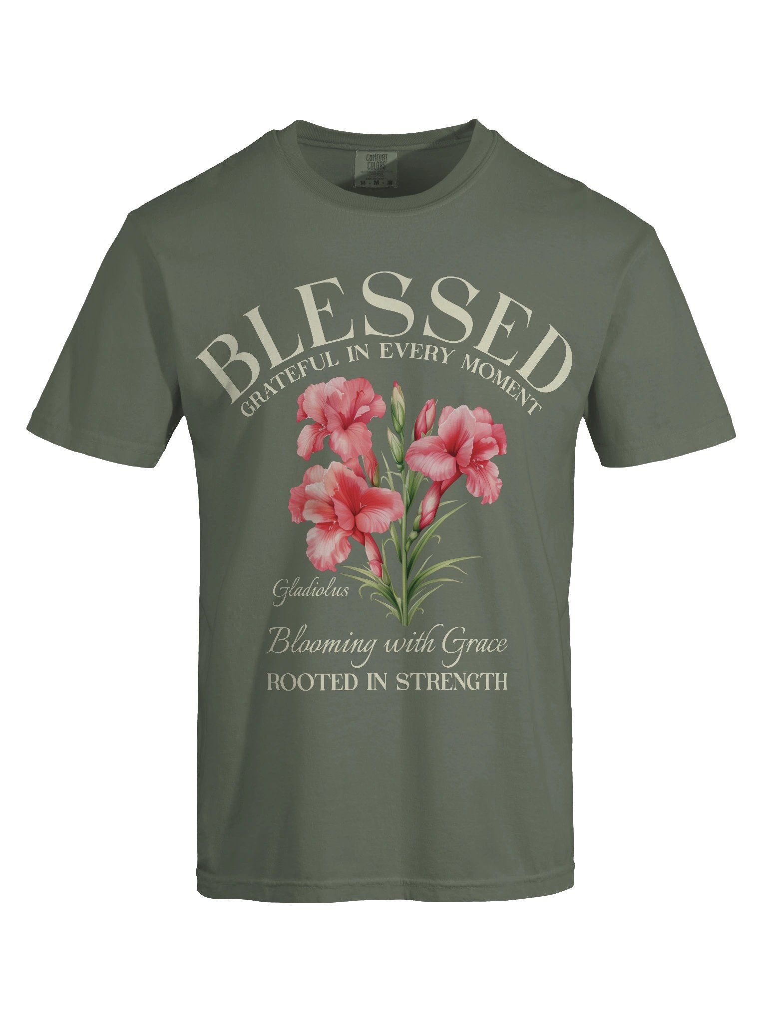 August Blessed Gladiolus Flower Shirt – Blooming with Grace, Rooted in Strength Graphic Tee product image (8)