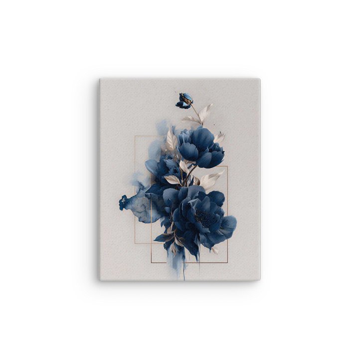 Midnight Bloom – Abstract Floral Art in Blue and Ivory product image (12)
