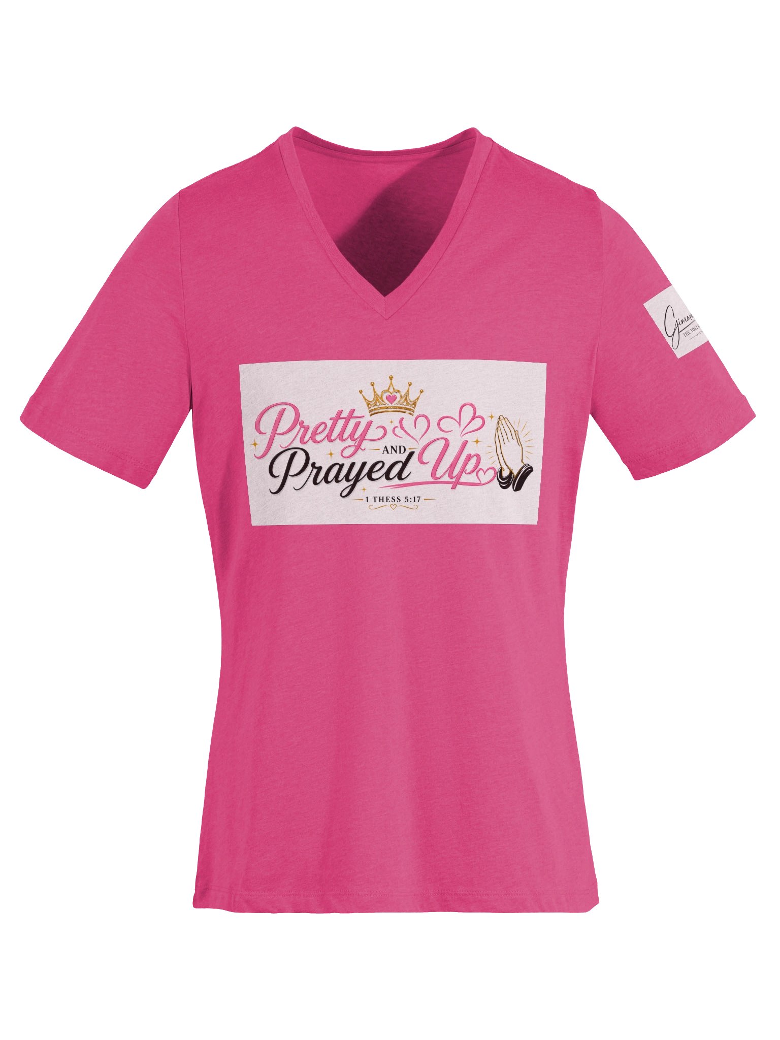 Pretty and Prayed up V-neck-Pink product image (7)