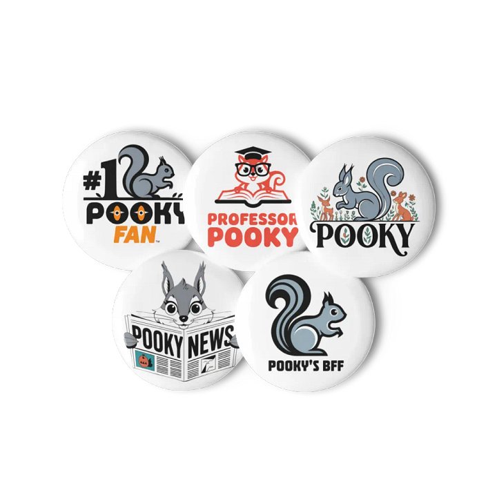Original Pooky Artwork Buttons: Set of Five -P product image (3)