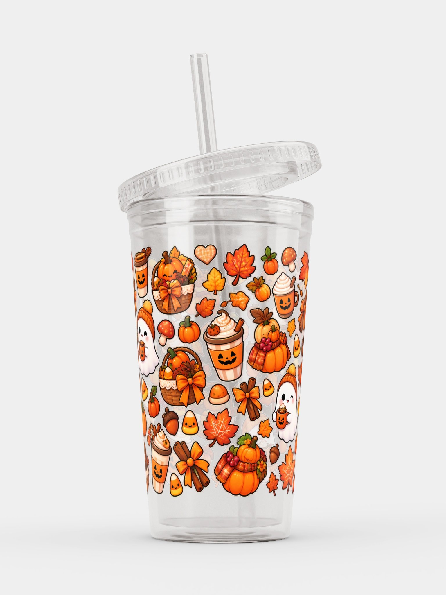 Cozy Autumn Halloween Clear Dual Wall Tumbler 16 Oz (473 ml) product image (3)