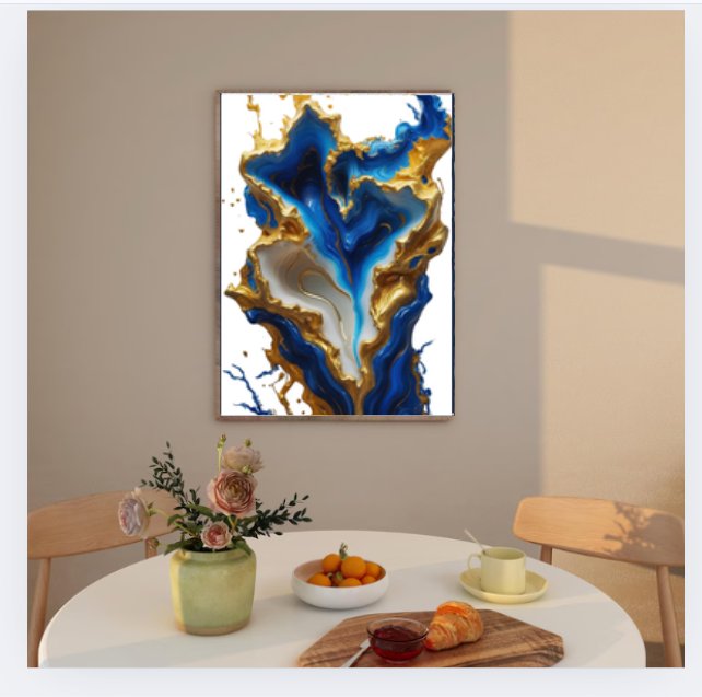 Abstract Geode Gold and Blue Marble Wall Art product image (2)