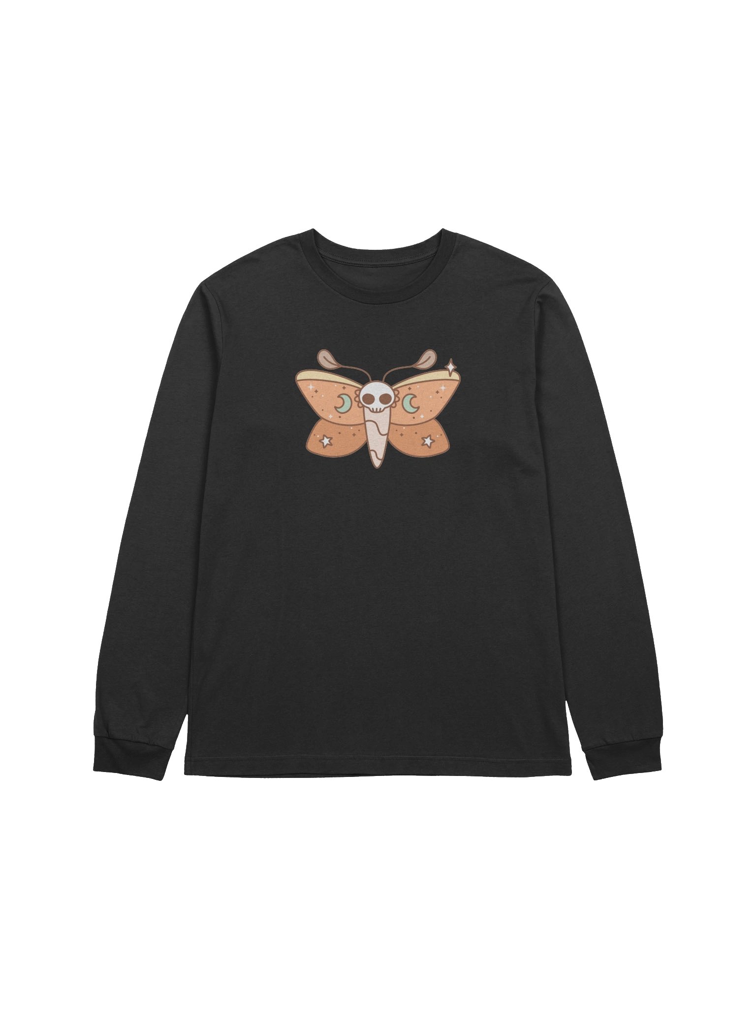 Moonlit Wings Long Sleeve T-Shirt | Celestial Moth Vintage Boho Character Tee product image (1)