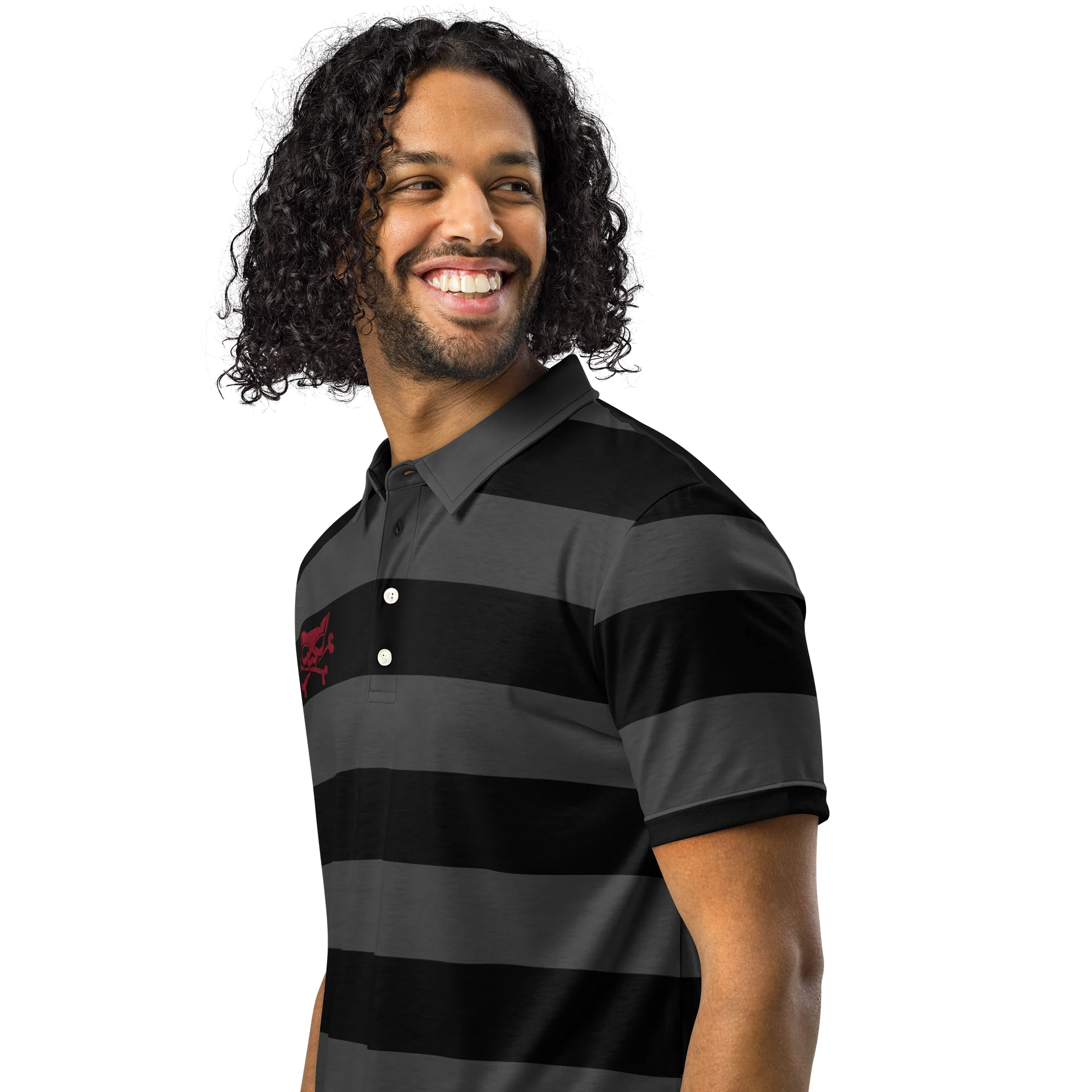 Blaque, Grey and White Stripped Kat Skull Polos product image (2)