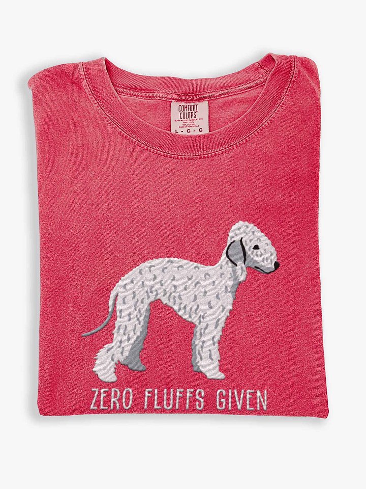 Zero Fluffs Given T-Shirt(Embroidered) of a Bedlington Terrier(White) product image (1)