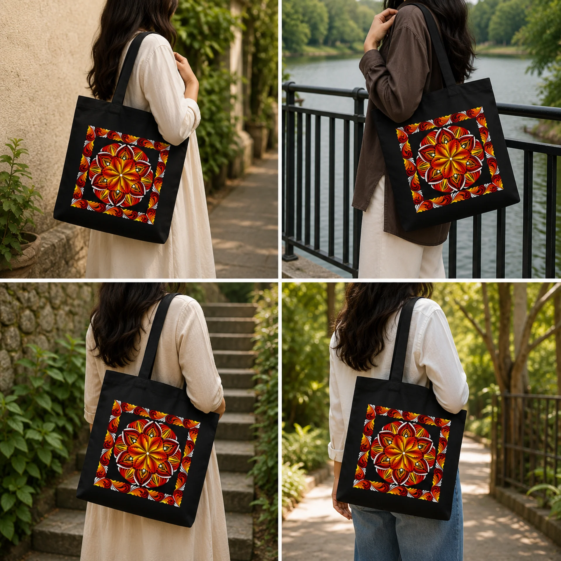 Red Mandala Art Print Canvas Tote Bag product image (4)