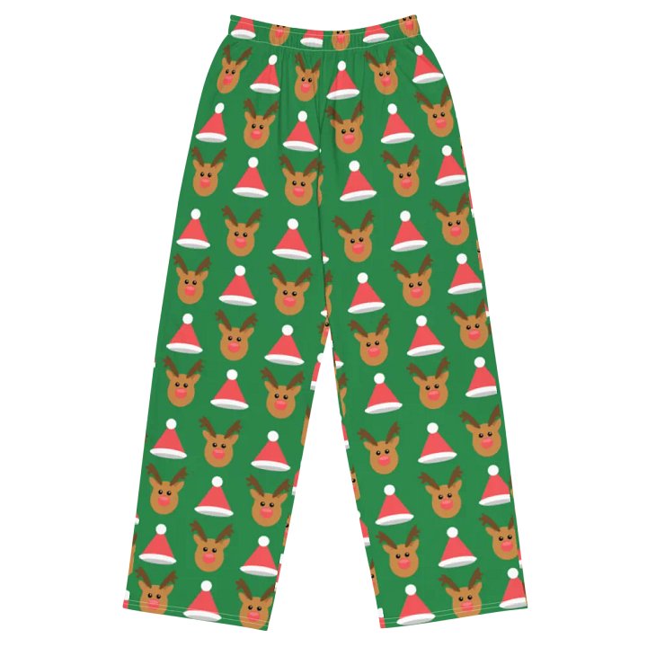 Festive Fusion Reindeer & Santa Hats Wide-Leg Pants product image (1)