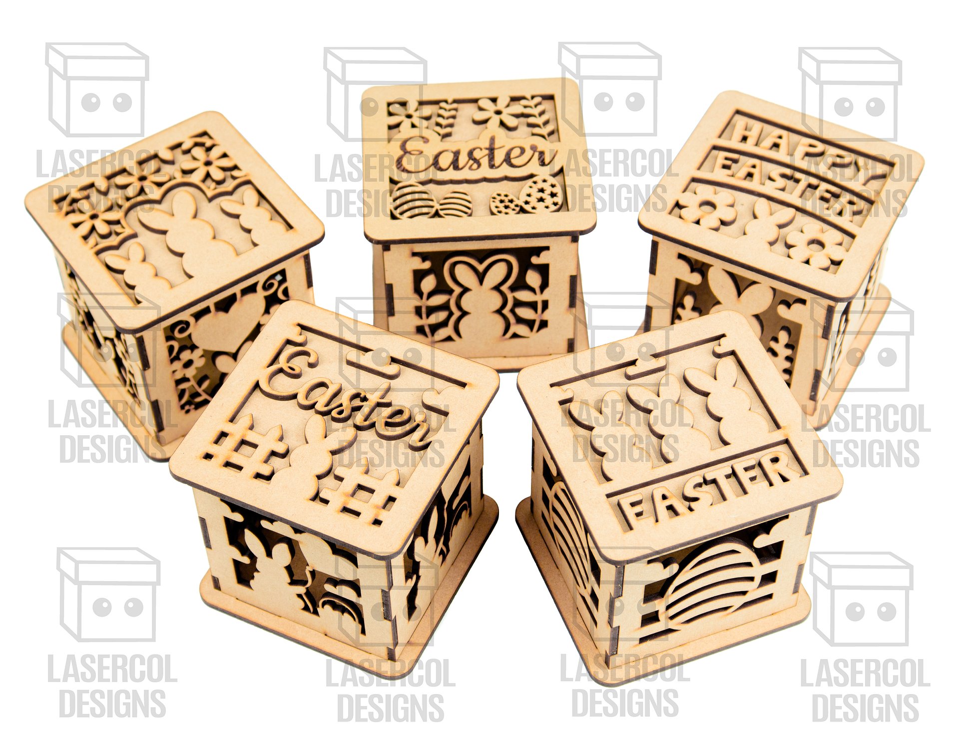 Easter Boxes Set (2 Sizes, 5 Styles) - Laser Cut Files product image (3)