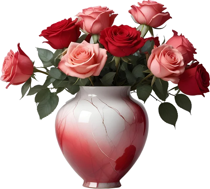 Romantic Gradient Vase with Roses - PNG product image (1)