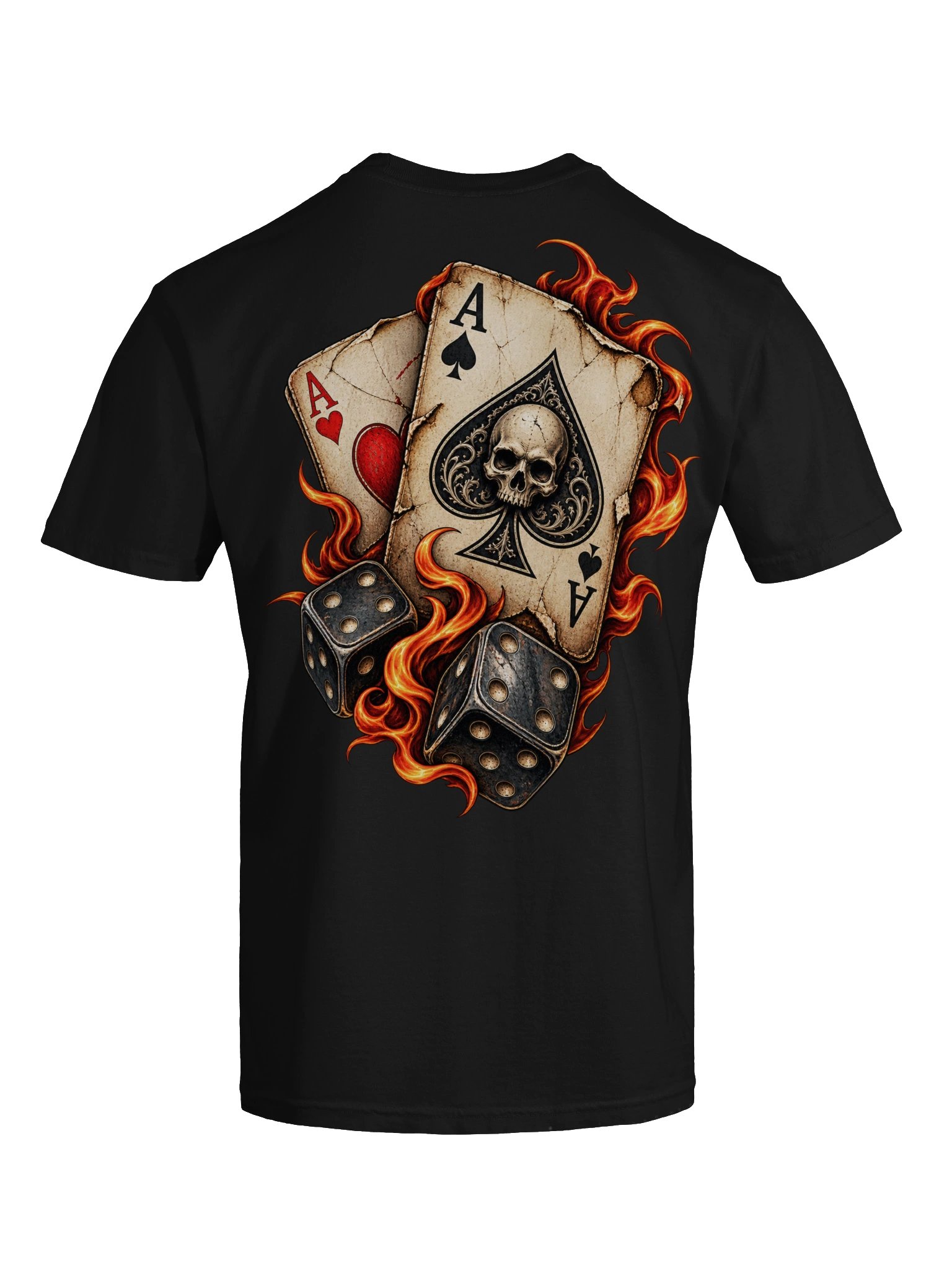 Flame Cards & Dice Graphic Tee | Gothic Gambling Streetwear Shirt product image (8)