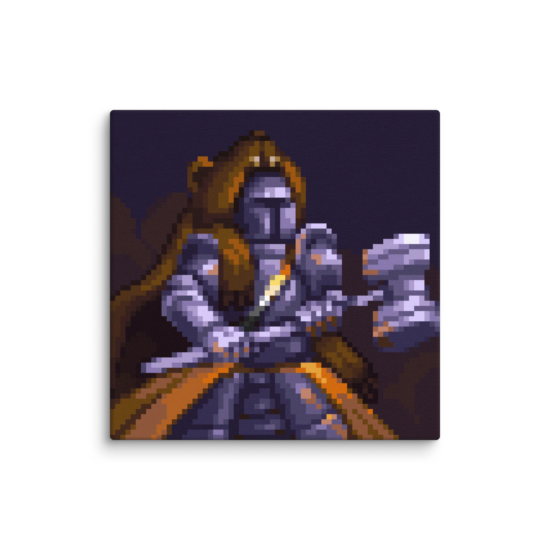 Bear Knight Pixel Art Canvas Print product image (1)