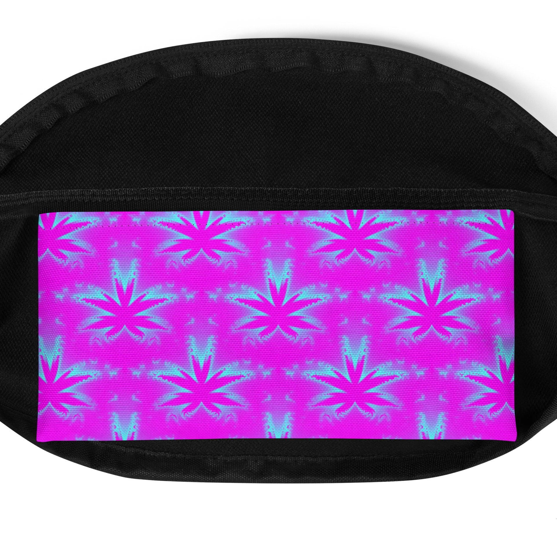 Cannabis Leaf 420 Fanny Pack, Weed Pattern Pink Blue Bag, Stoner Fashion Accessory product image (4)