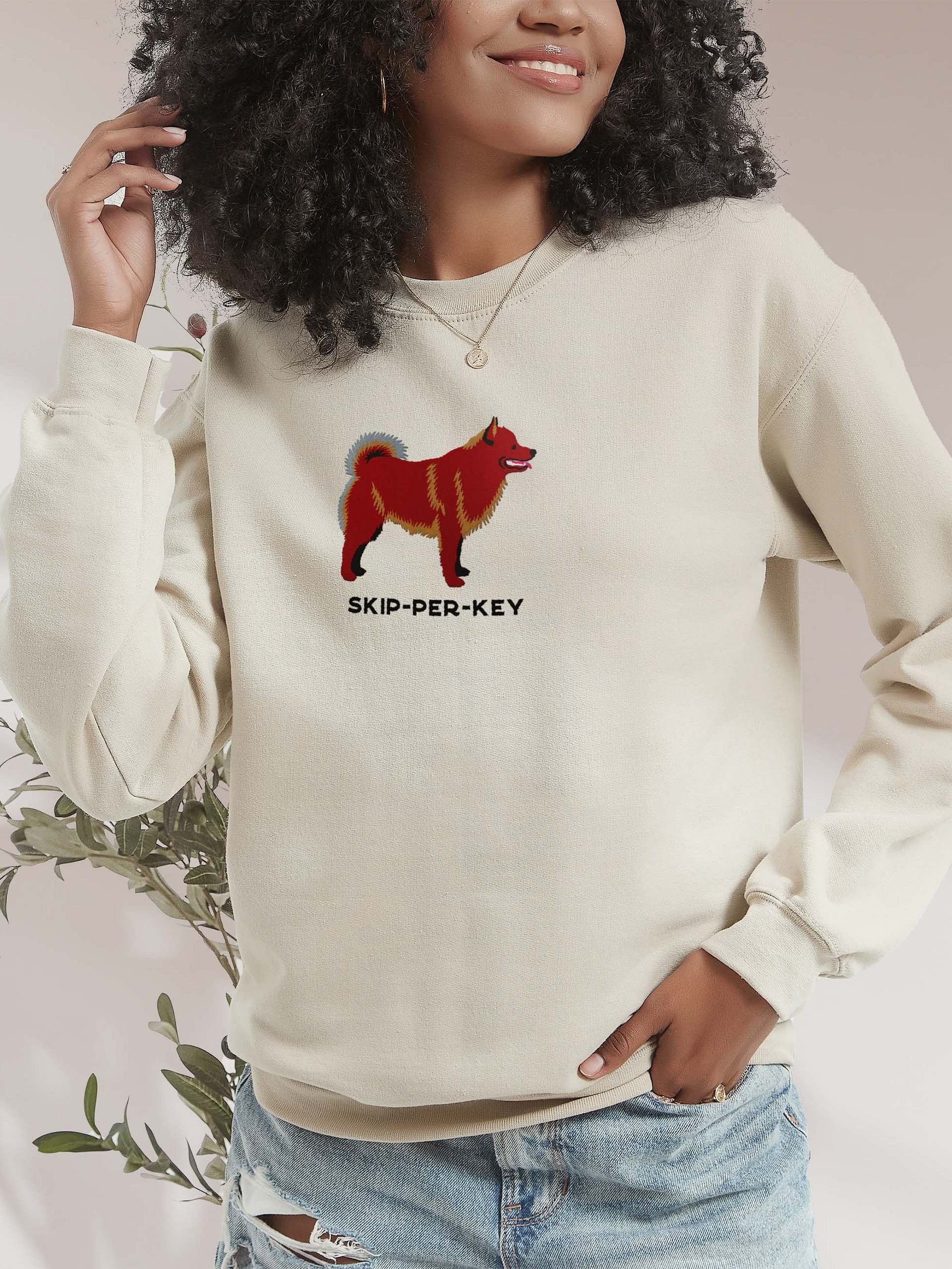 Skip-Per-Key Sweatshirt (Embroidered) of a Schipperke(Brown) product image (2)