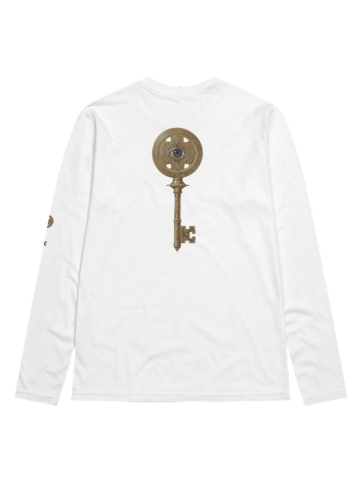 The Gatekeeper’s Key – White Reverse Line Edition (Back + Left Sleeve Print) | Premium Fitted Long Sleeve product image (2)