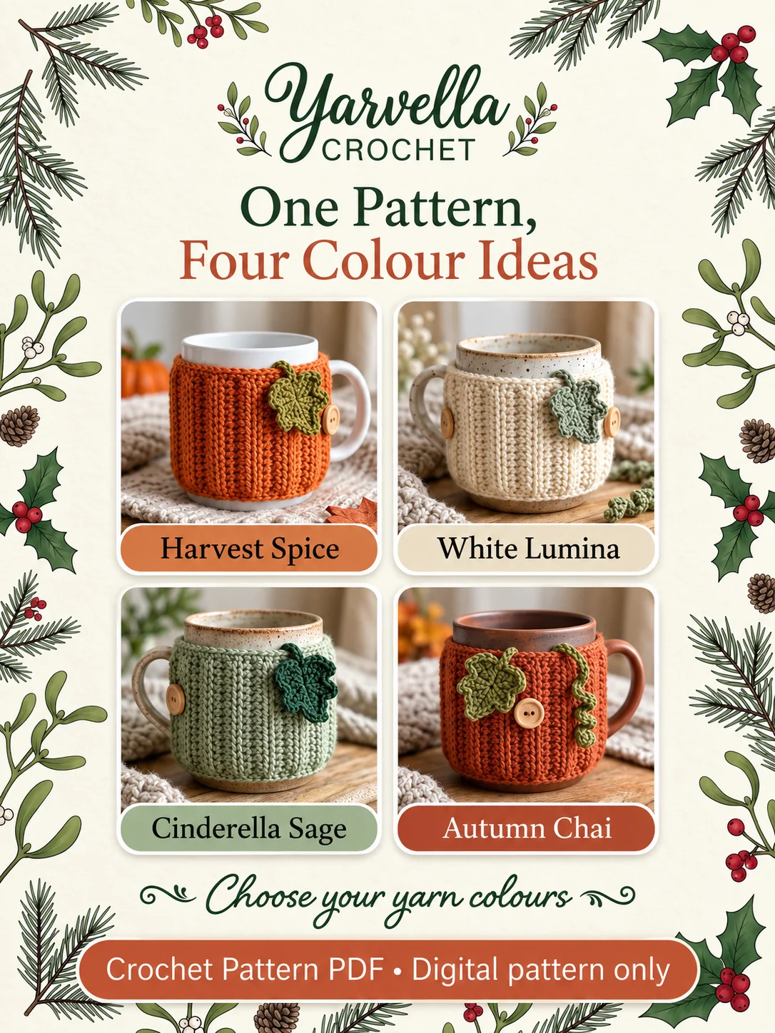 Pumpkin Mug Cozy Crochet Pattern PDF – Autumn Coffee Cup Sleeve product image (4)
