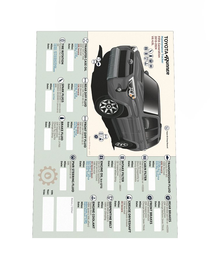 5th GEN 4Runner MAINTENANCE TRACKER V1.1 - Magnetic product image (2)