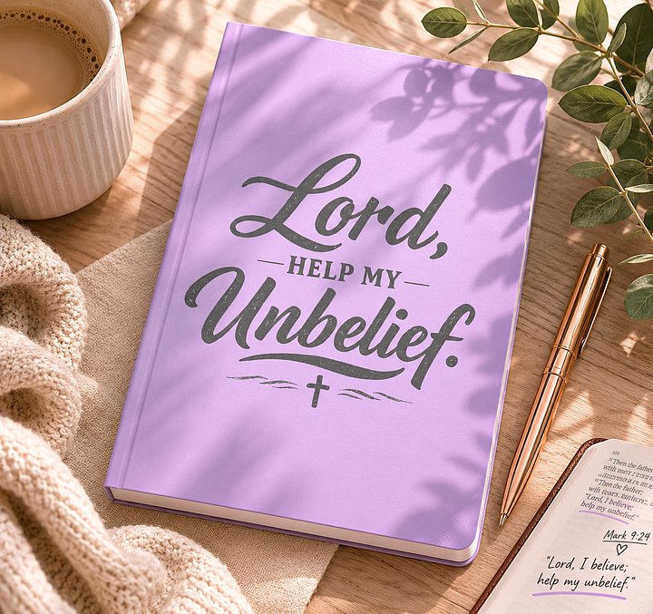 Lord Help My Unbelief Notebook, Christian Journal, Mark 9:24 Prayer Journal, Minimalist Faith Notebook, Christian Gift for Women product image (1)