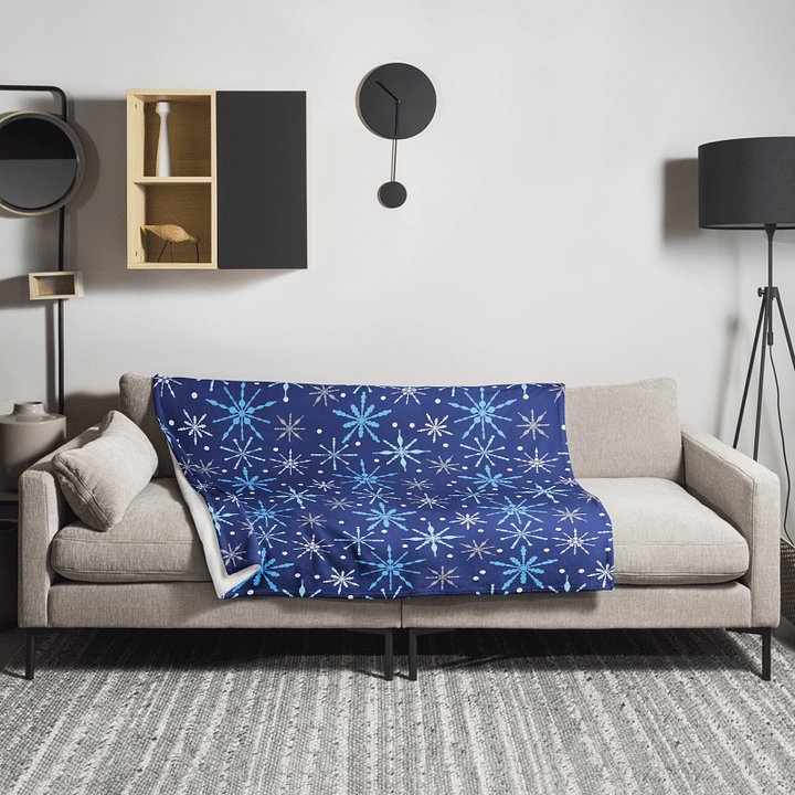 Snowflakes in Dark Blue Throw Blanket product image (3)