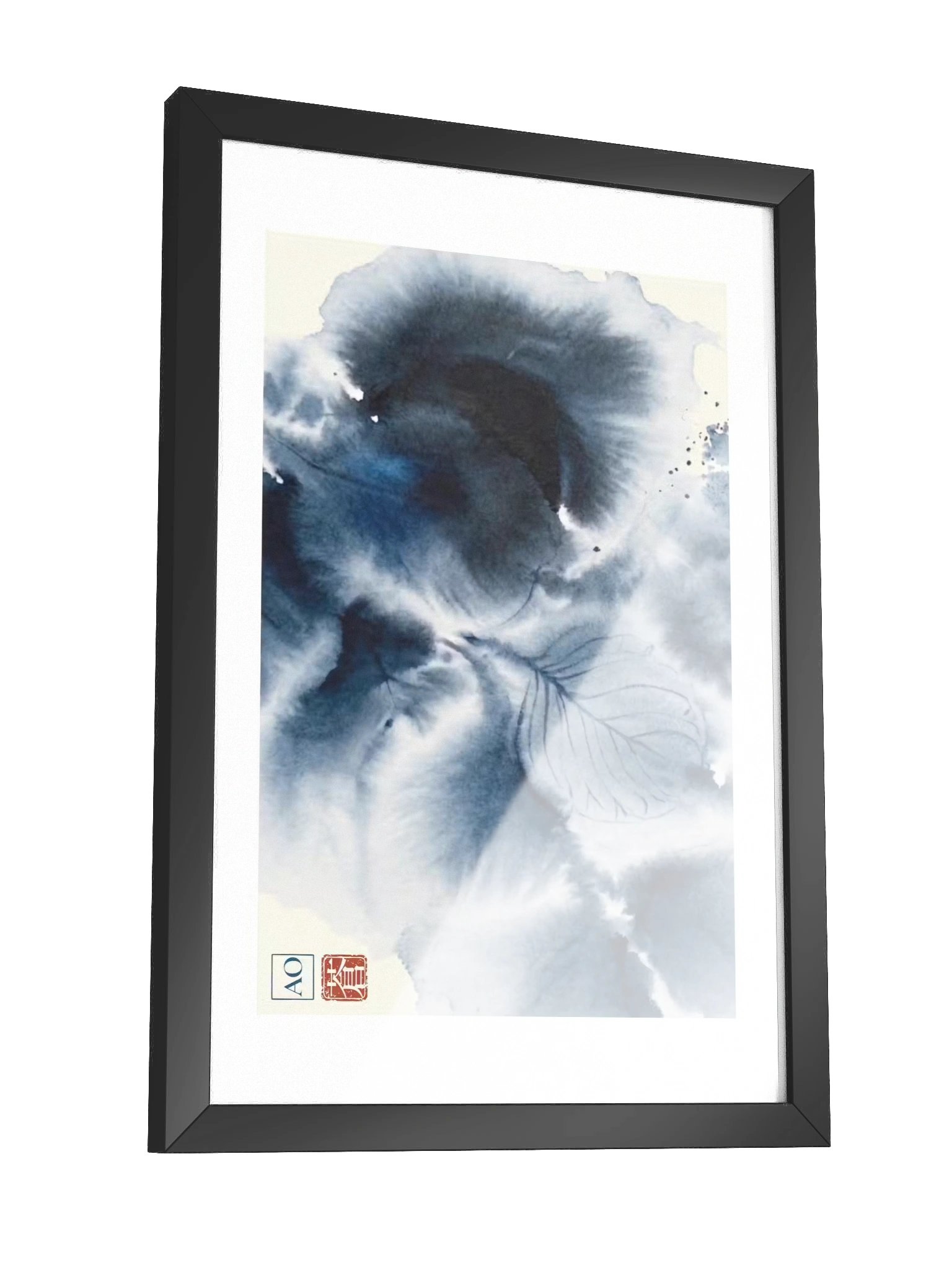 Japanese Ink Art Print | Indigo Eucalyptus No.07 | Framed Wall Art - AO Japan Blue product image (3)