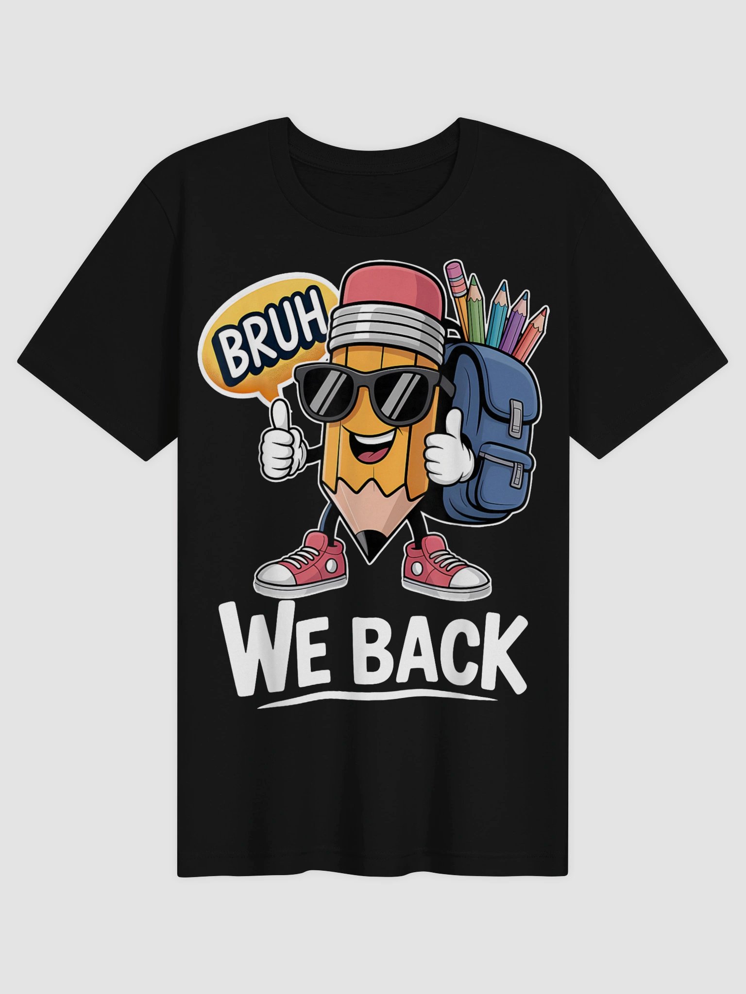 Bruh We Back Cute Pencil Teacher Student Boys Back to School T-Shirt product image (3)