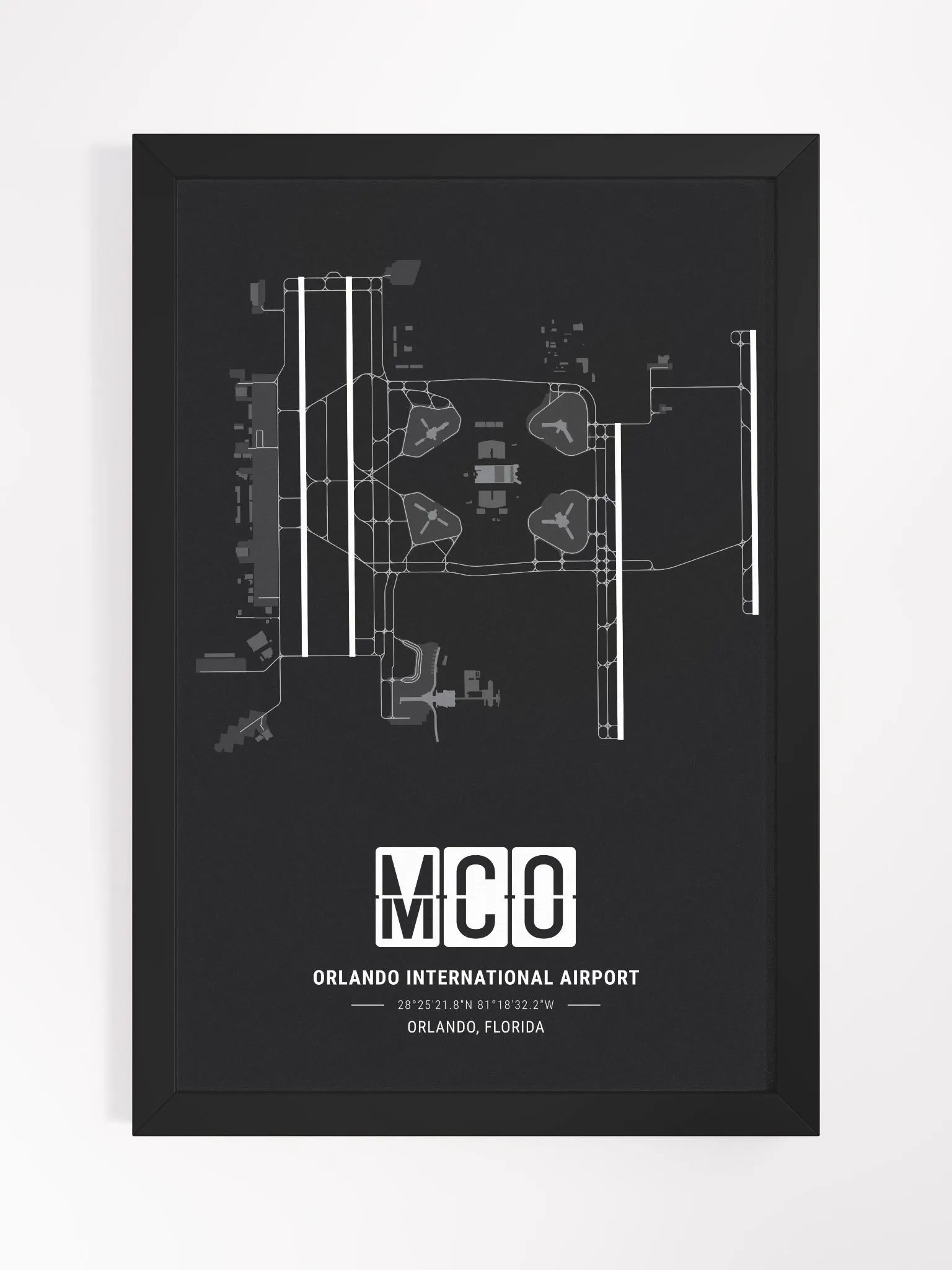 Framed Airport MCO Premium Map On Matt Paper product image (1)