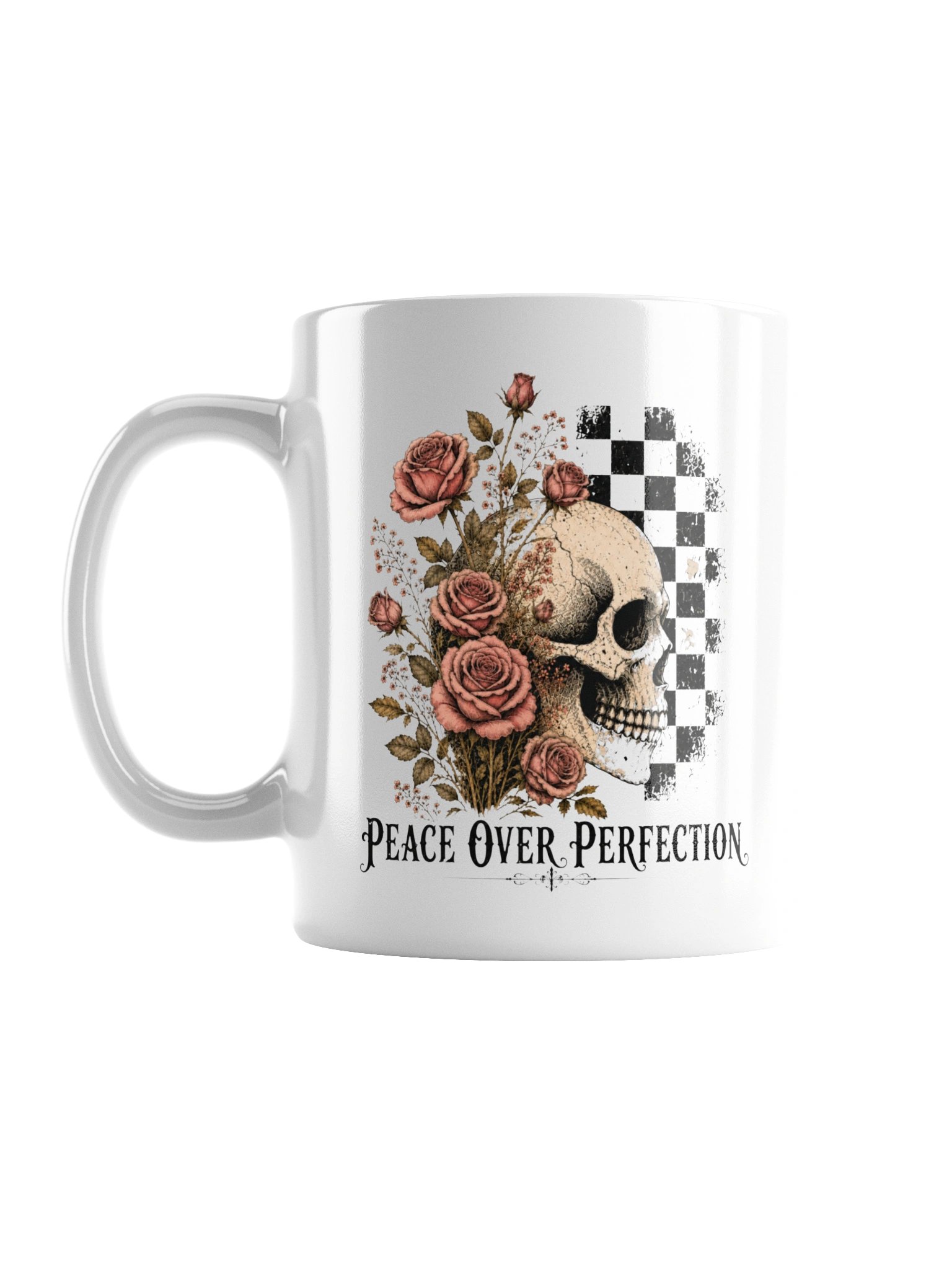 Peace Over Perfection | Vintage Floral Skull Ceramic Mug product image (5)