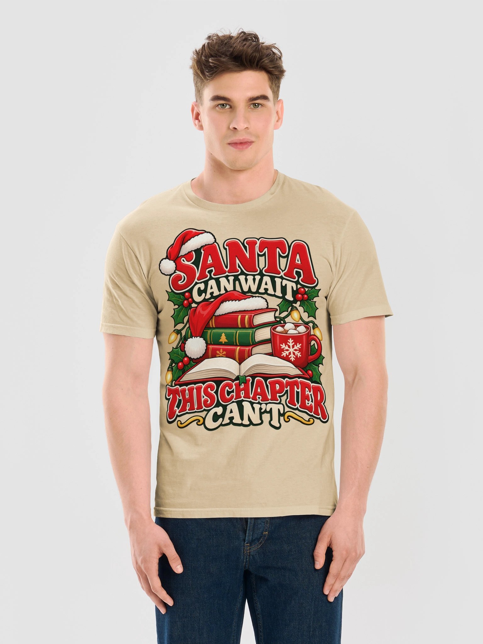 Funny Christmas Book Lover T-Shirt – Santa Can Wait This Chapter Can't | Reader Gift product image (2)