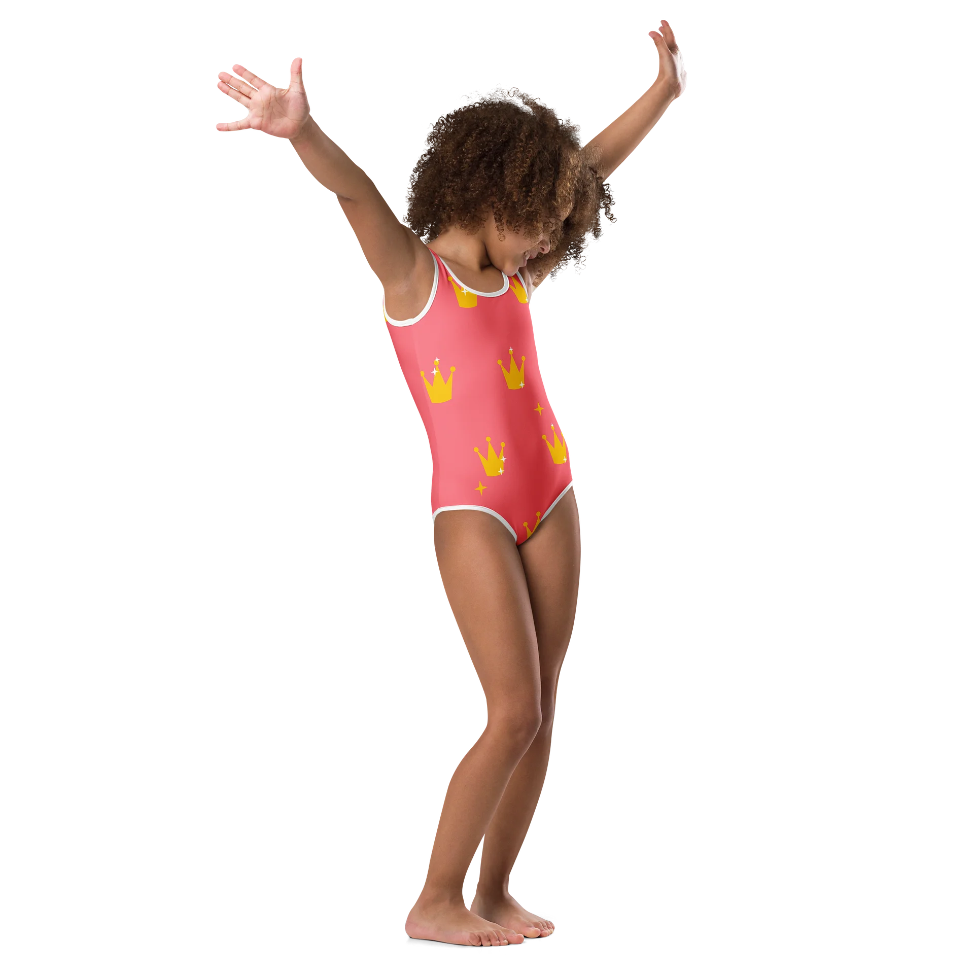 Pink Crown Sparkle Kids Swimsuit product image (1)