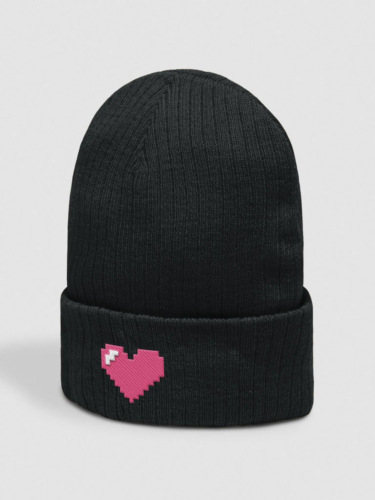 Pixel Heart Rib Knit Beanie product image (2)