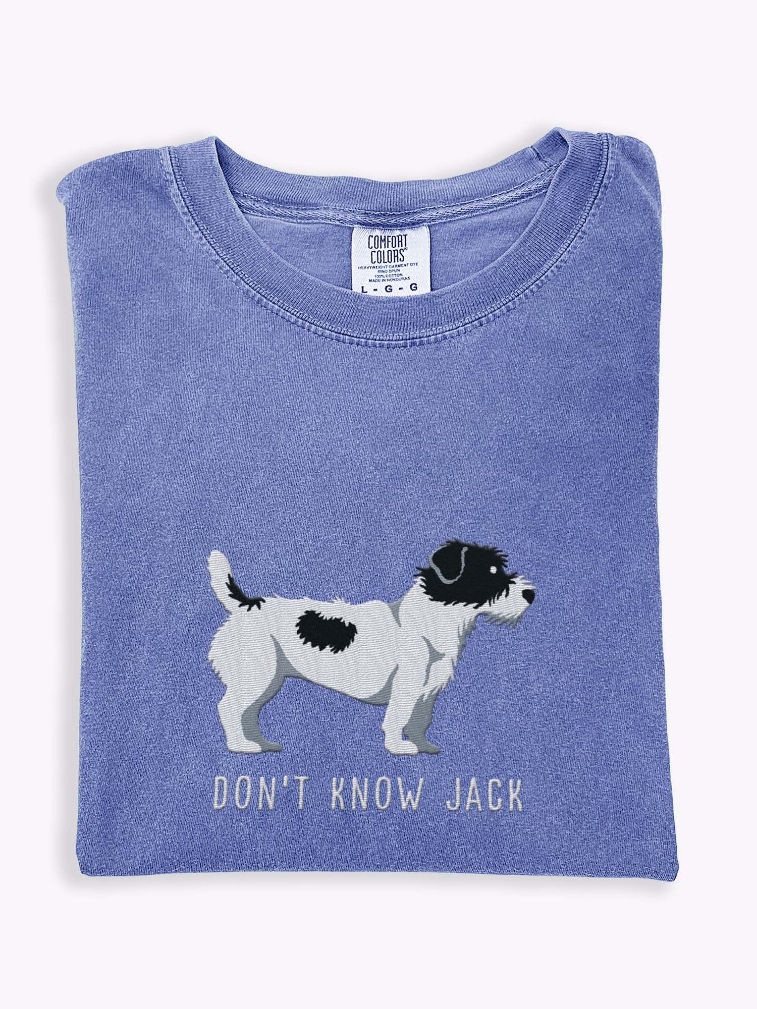 Don't Know Jack T-Shirt(Embroidered) of a Jack Russell Terrier(Black & Coat, Rough Coat) product image (1)