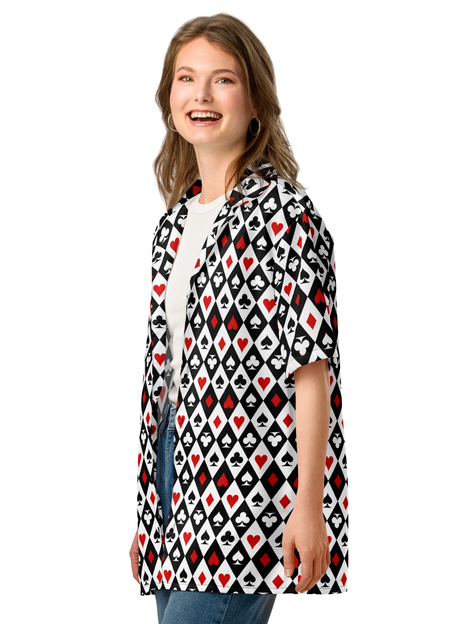 Retro Playing Card Suits Argyle All-Over Print Unisex Button Shirt product image (10)