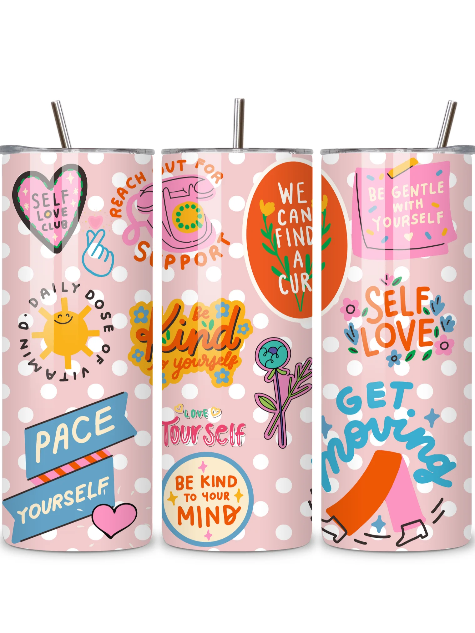 Inspirational Quotes 20oz Skinny Tumbler, Motivational Design, Double-Walled Insulated Stainless Steel, Metal Straw, Gift for Women, Teens, and Positivity product image (5)