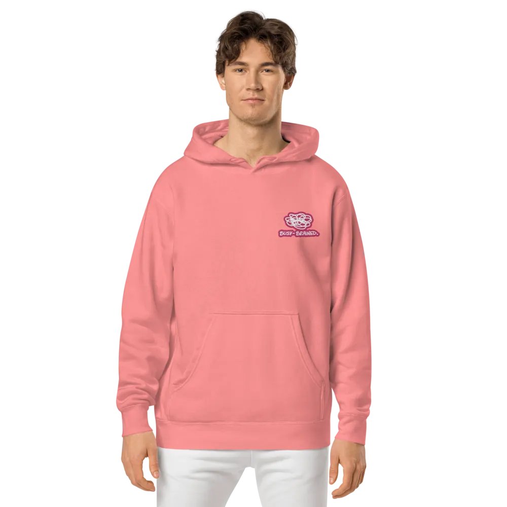 BUSY-BRAINED (L.C. pink bubble design 2) embroidered pigment hoodie product image (2)