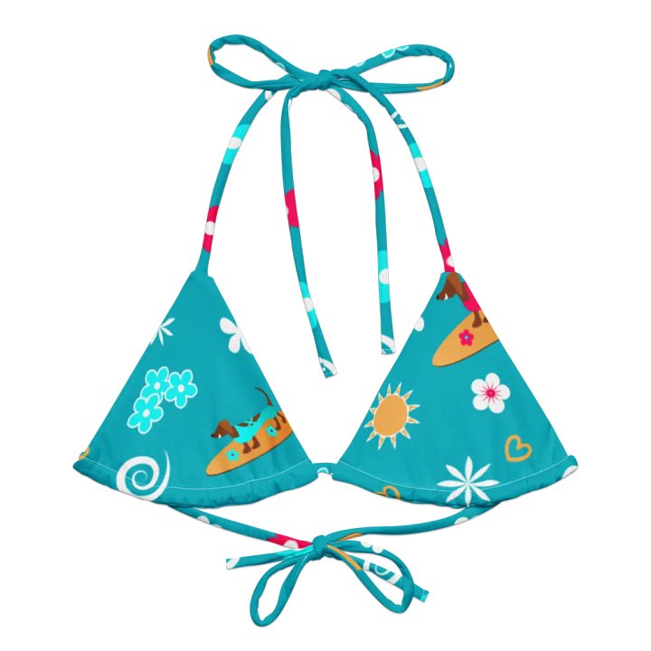 Surfing Dachshund Pattern String Bikini Top product image (1)