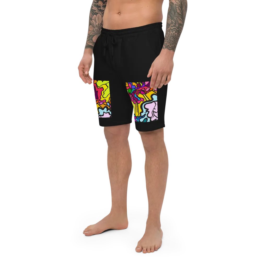 Vibrant Flow Men's Fleece Shorts - Wave at Sunset product image (5)