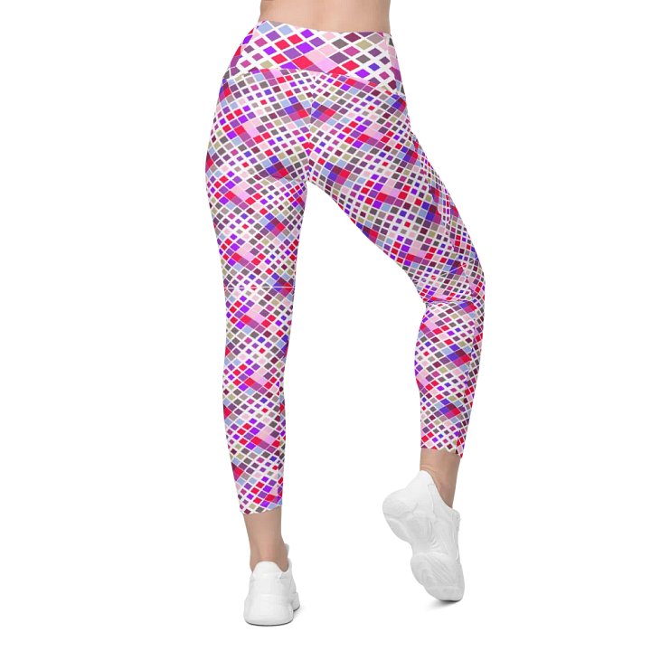 Colorful Square Pattern Design Leggings with Pocket - v1 product image (1)